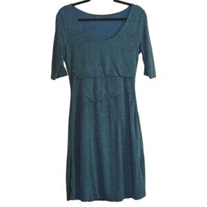 Prana Abilene Dress Wool Blend Half Sleeve Teal Scoop Neck Size Small